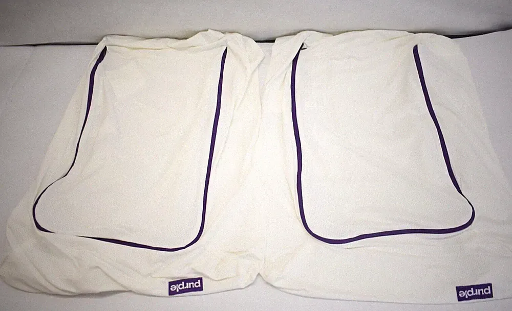 2 Purple Mattress Brand Pillow Cover STANDARD QUEEN White Zip Luxury Protector