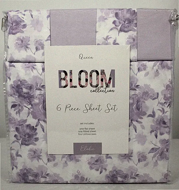 Bloom Collection 6 Pc Queen Sheet Set Purple Floral