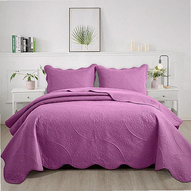 Floral Pattern Bedspread Set Soft Reversible Quilt Bedding Sets Twin Queen King