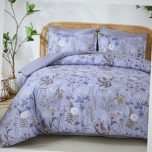 King Size Comforter Set 7 Piece, Purple Floral Bedding Set, Lightweight Bed