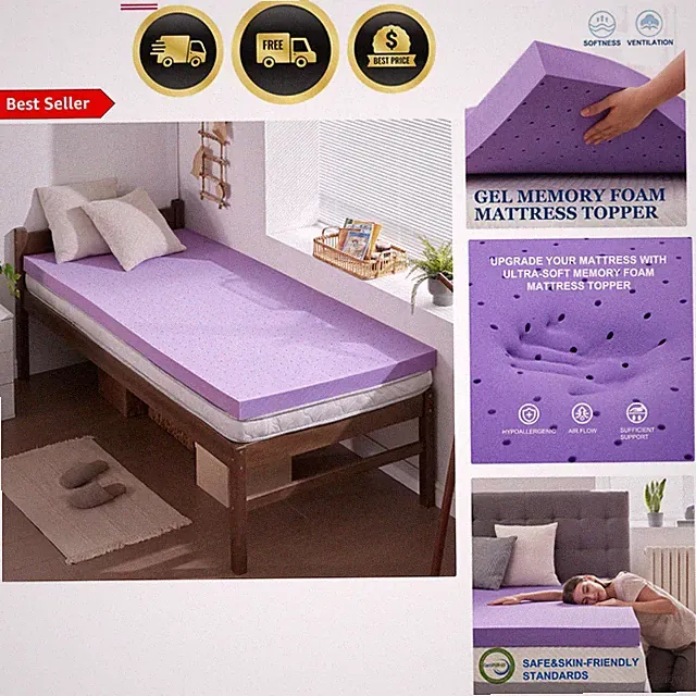 Memory Foam Mattress Topper Twin Gel Ventilated Soft Pressure Relief Bed Pad