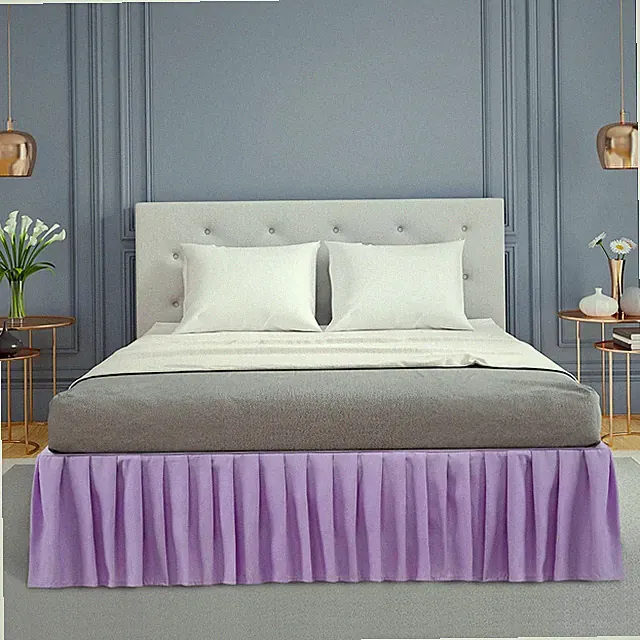 Pleated Bed Skirts Polyester Solid Dust Ruffle 14 Inch Drop