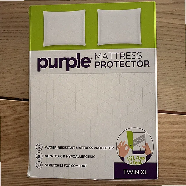 Purple Mattress Protector Twin XL Stretch Nontoxic. Hypoallergenic