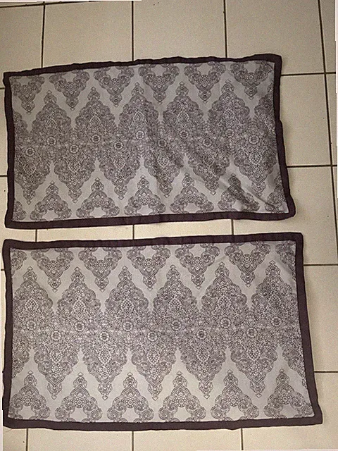 Rectangular Medallion Geometric Pillow Shams Set Gray White Purple Bedroom