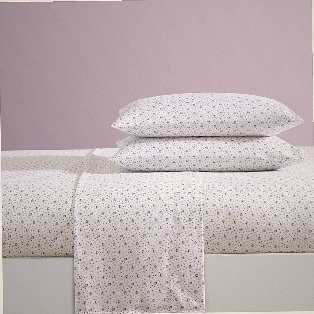Soft Queen Bed Sheets, Purple Floral Print, 4-Piece Set