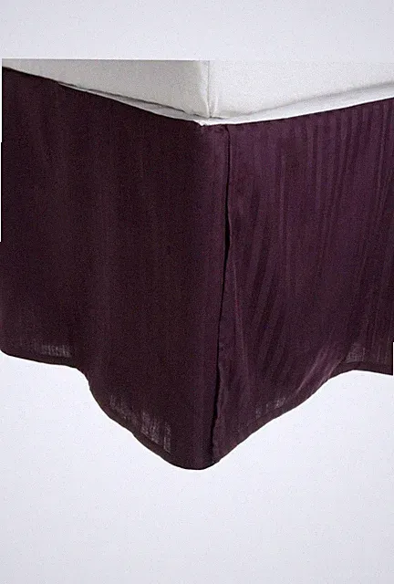 Superior Combed Cotton 300 Thread Count Bed Skirt Stripe - Plum Twin NEW Open