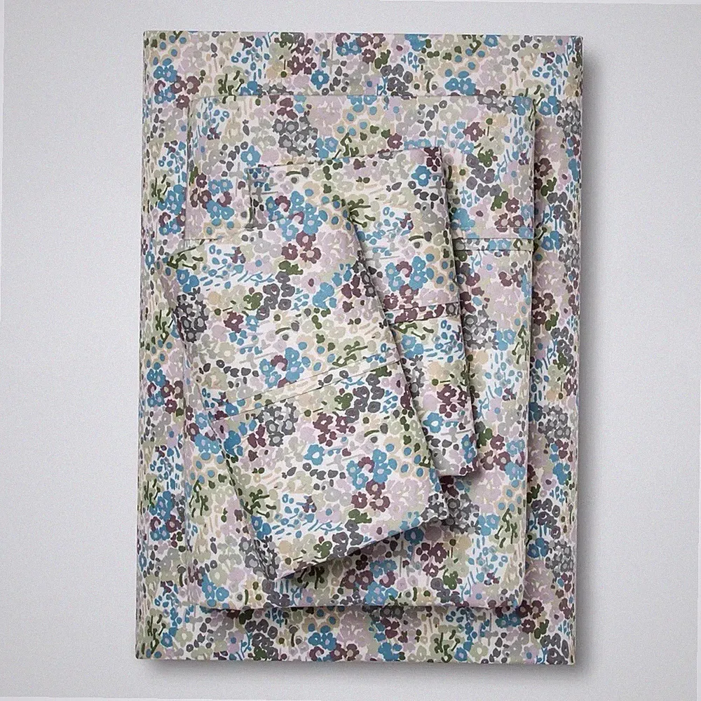 Target Threshold 400TC Queen Sheet Set 100% Cotton Purple Floral Bedroom Bedding